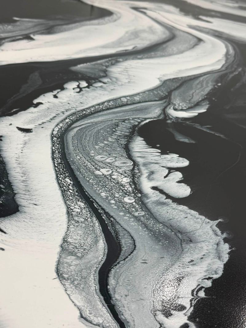 Black and white marble epoxy floor detail