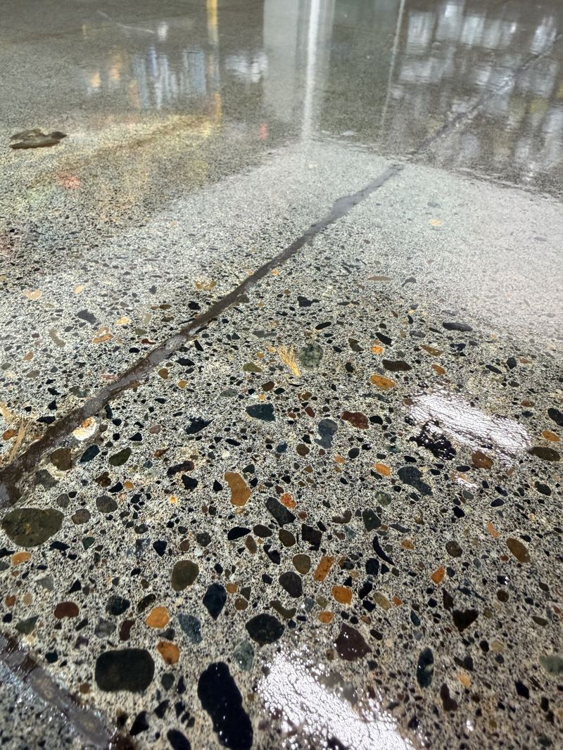 Polished aggregate epoxy floor close-up
